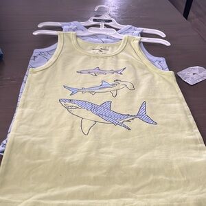 NWT! Tommy Bahama Shark Print Blue Tank and Yellow Tank Set. Small 5/6